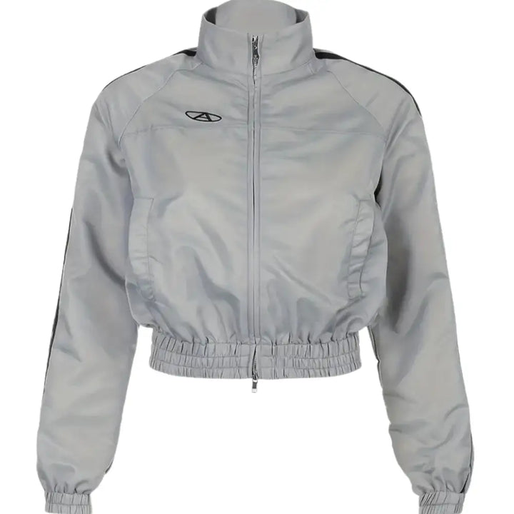 Cropped gray y2k jean tracksuit for urban fashion lovers - grey / s