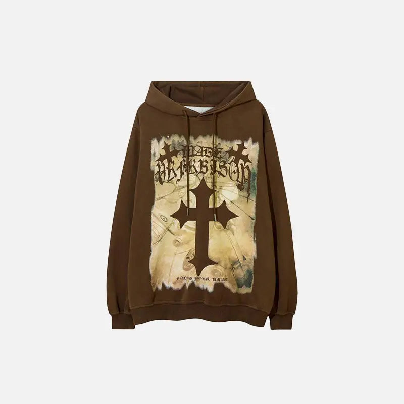 Cross long sleeve printed hoodie for style and comfort - auburn / m - hoodies