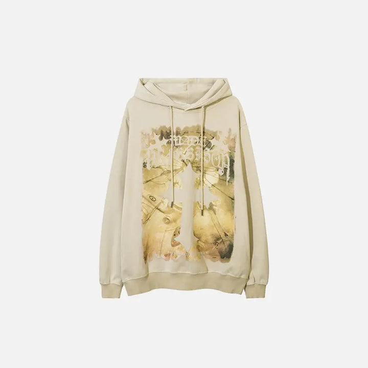 Cross long sleeve printed hoodie for style and comfort - beige / m - hoodies