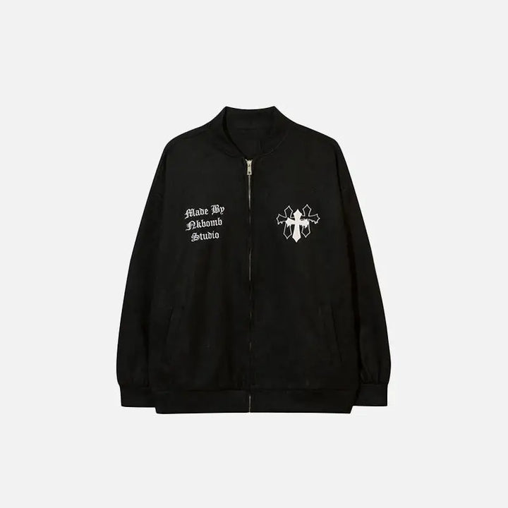 Original y2k varsity style jacket in high quality acrylic - black / m - varsity jackets