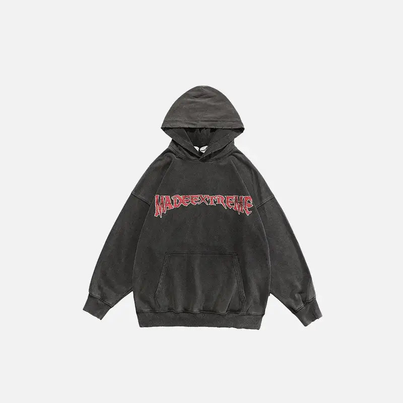 Crucifix washed hoodie for y2k streetwear style - black / m - hoodies