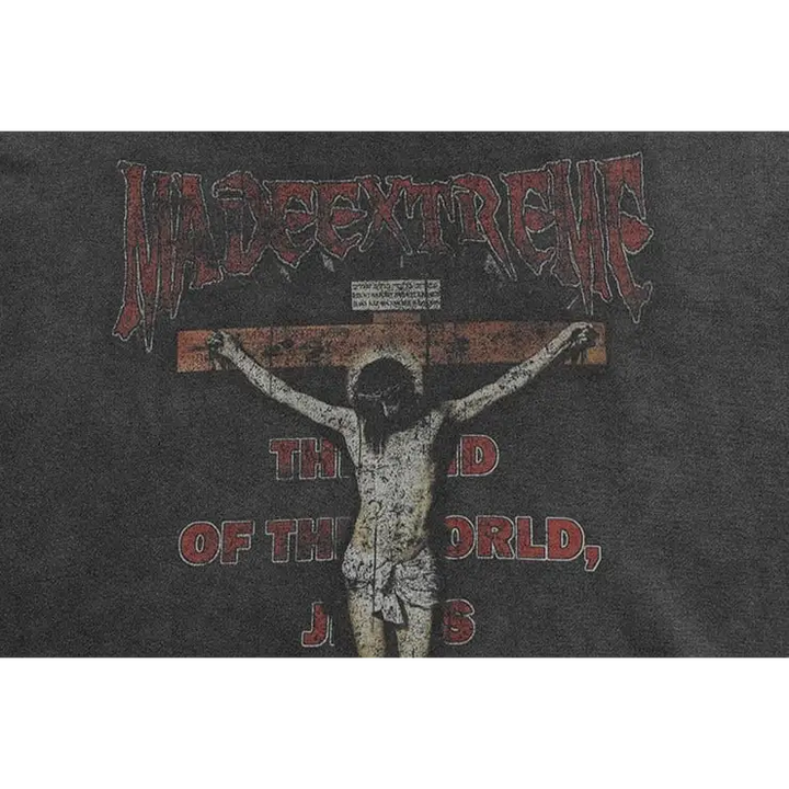 Crucifix washed hoodie for y2k streetwear style - hoodies
