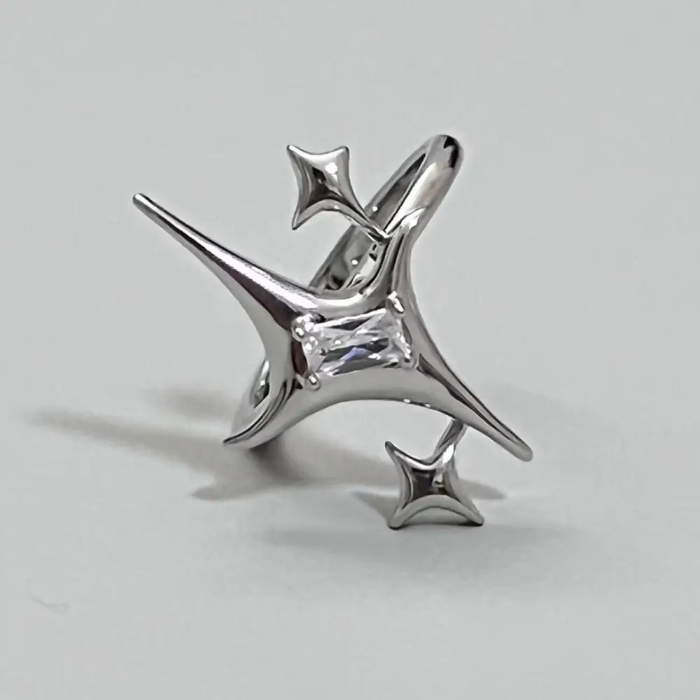 Y2k irregular crystal rings with unique star design - shape