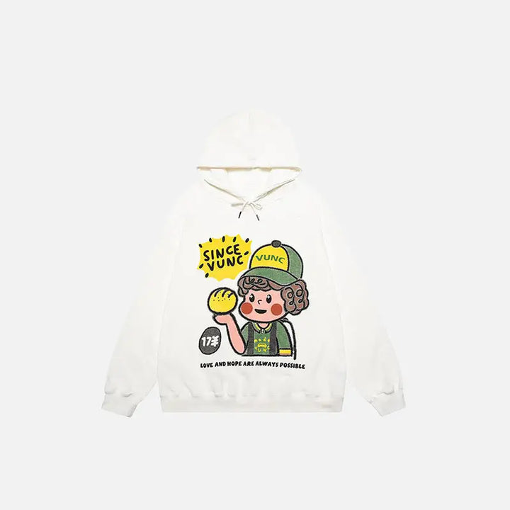 Y2k cute boy graphic print oversized hoodie for comfort and style - white / m - hoodies
