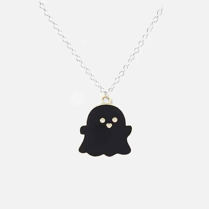 Cute ghosts pendant in zinc alloy for enchanting style - black / 45cm - necklaces