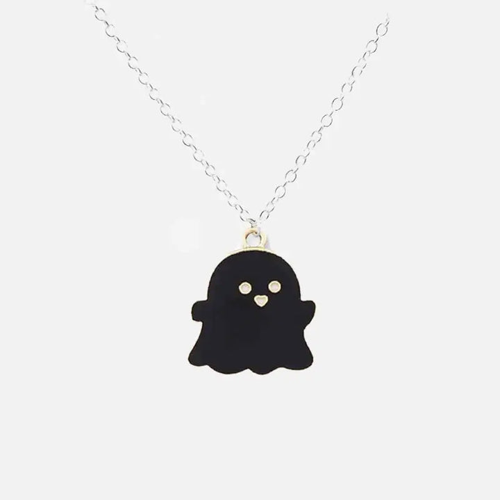 Cute ghosts pendant in zinc alloy for enchanting style - black / 45cm - necklaces