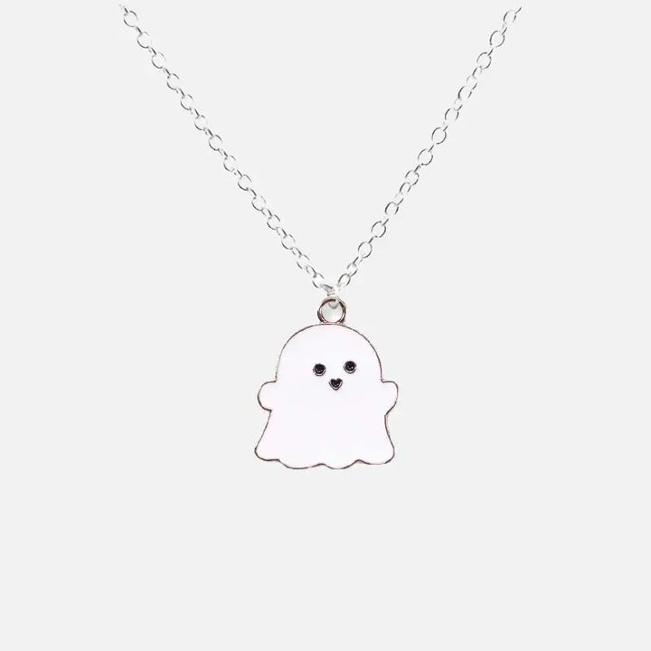 Cute ghosts pendant in zinc alloy for enchanting style - white / 45cm - necklaces