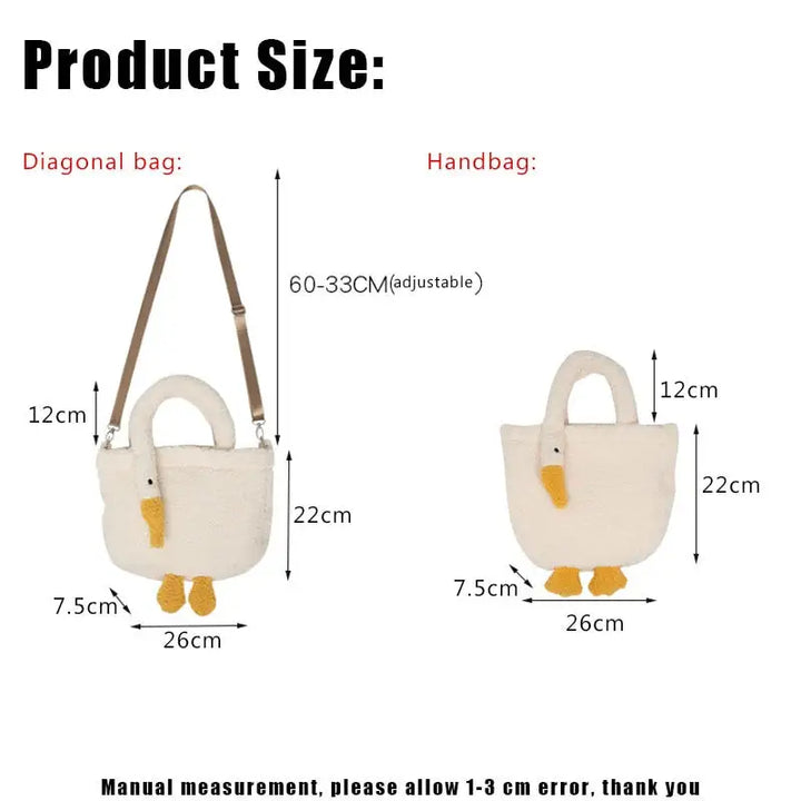 Cute goose bag y2k in soft lambswool with animal print zipper handbags