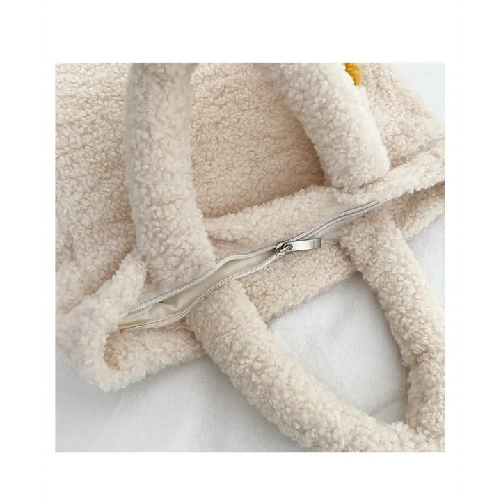 Cute goose bag y2k in soft lambswool with animal print zipper handbags