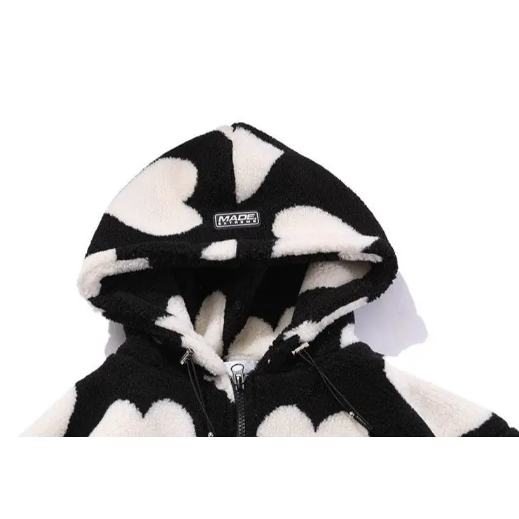 Y2k heart-shaped jacket for retro style and comfort - furry