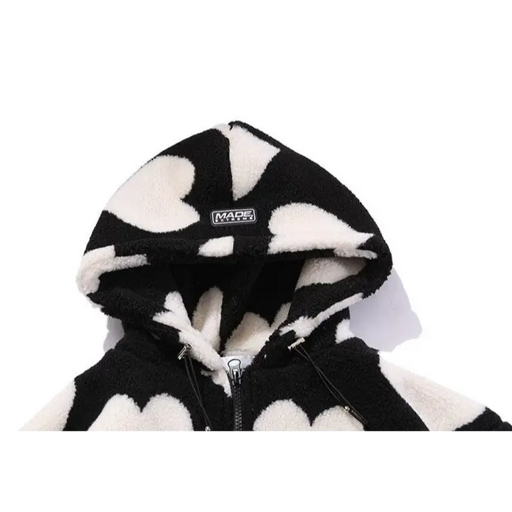 Y2k heart-shaped jacket for retro style and comfort - furry