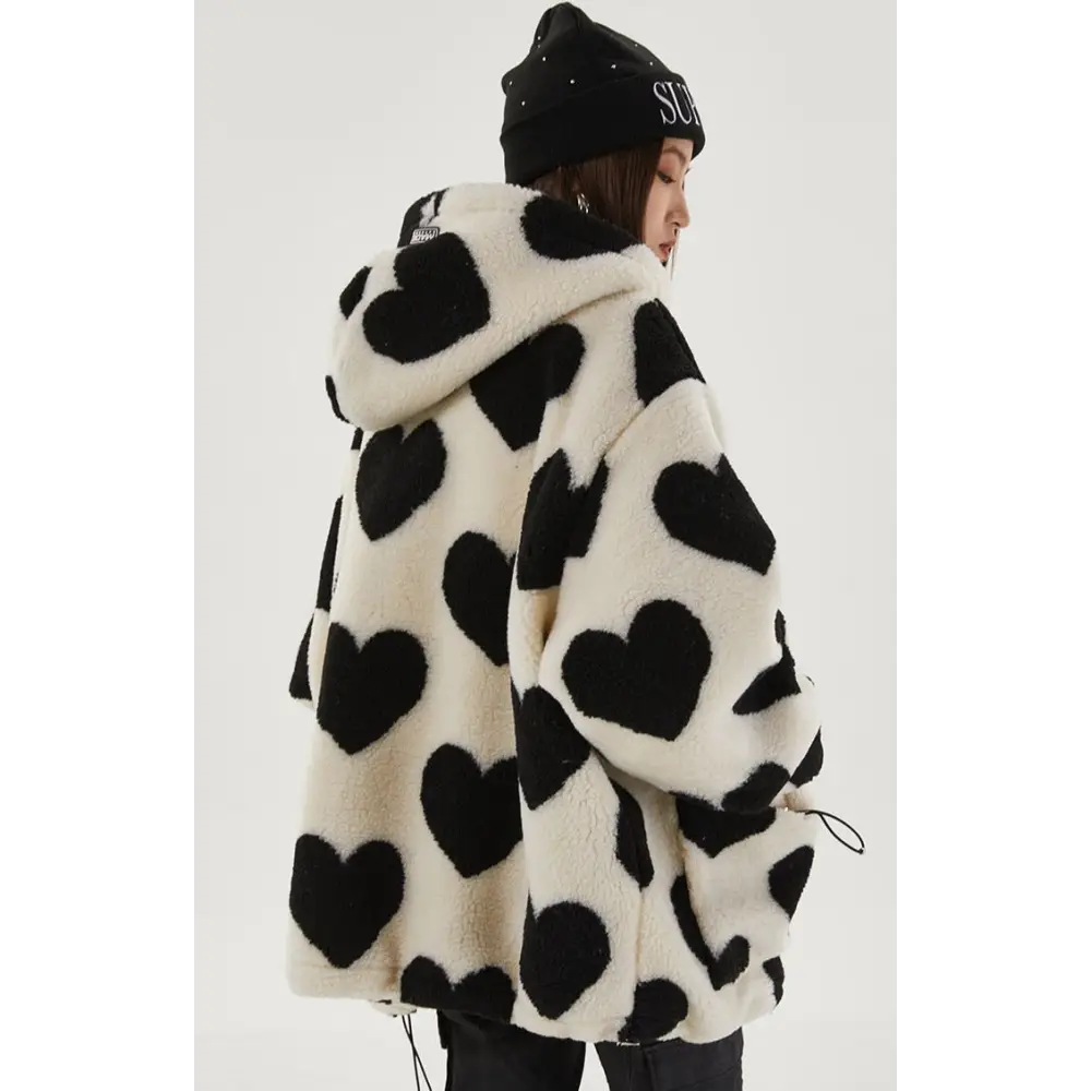 Y2k heart-shaped jacket for retro style and comfort - furry