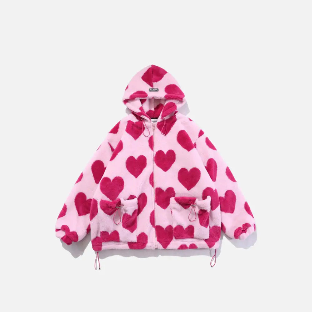 Y2k heart-shaped jacket for retro style and comfort - furry