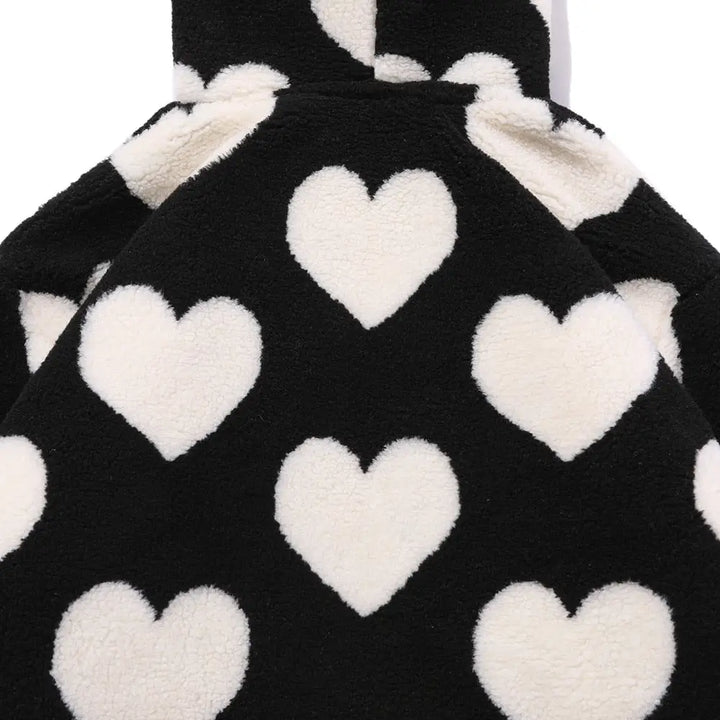Y2k heart-shaped jacket for retro style and comfort - furry