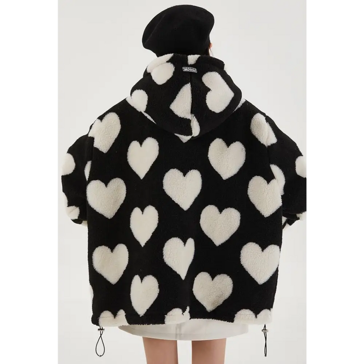 Y2k heart-shaped jacket for retro style and comfort - furry