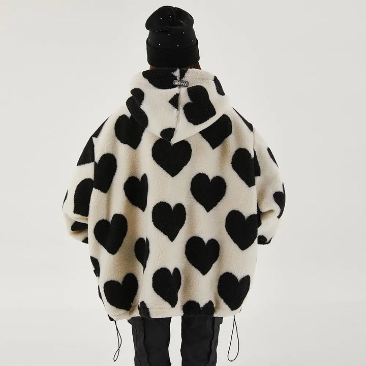 Y2k heart-shaped jacket for retro style and comfort - furry