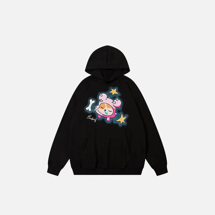 Oversized y2k double-hooded embroidery gothic hoodie - black / s - hoodies