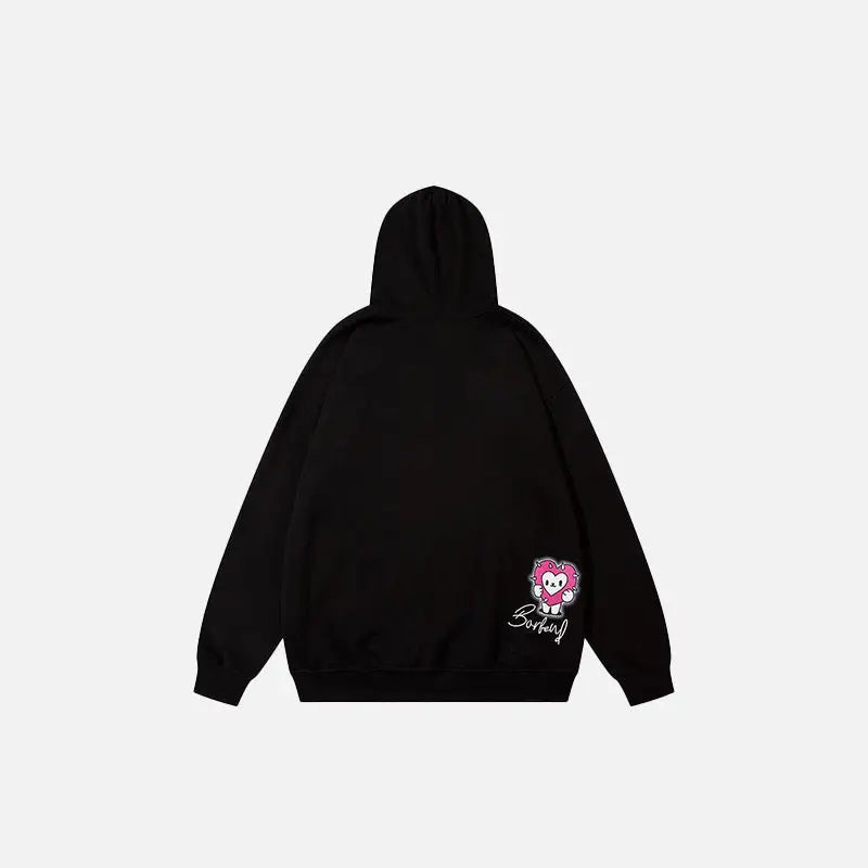 Oversized y2k double-hooded embroidery gothic hoodie - hoodies