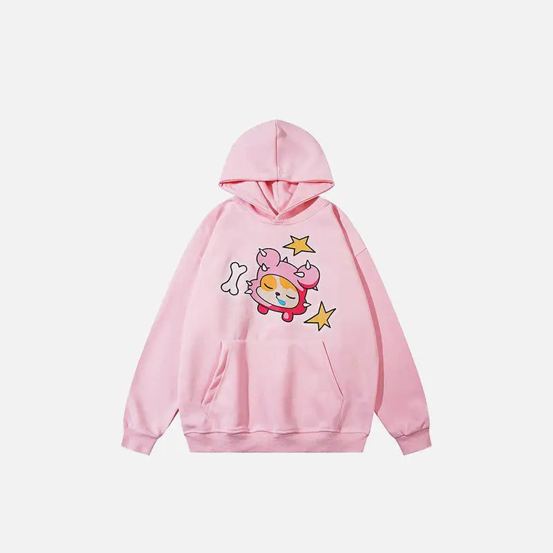 Oversized y2k double-hooded embroidery gothic hoodie - pink / s - hoodies
