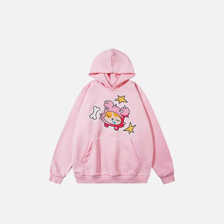 Oversized y2k double-hooded embroidery gothic hoodie - pink / s - hoodies