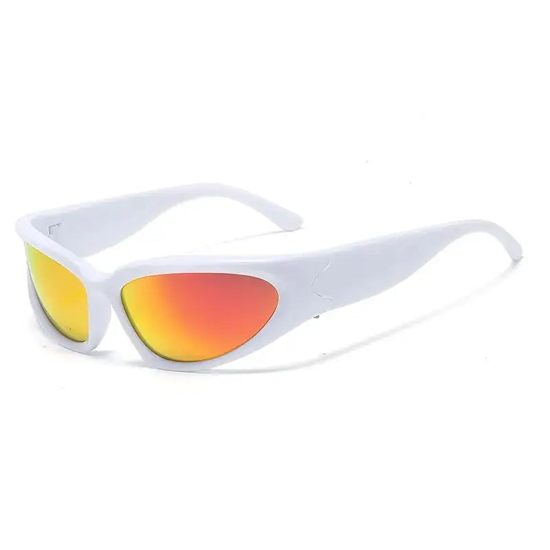 Y2k cyberpunk sunglasses with durable plastic frame for unbeatable style - white red film / as photos showing