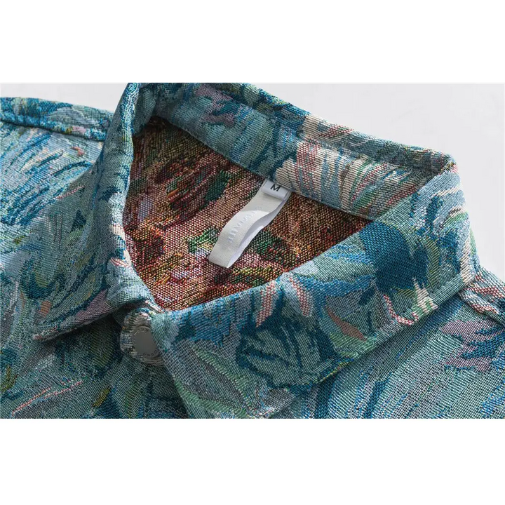 Y2k floral print varsity style jacket with daisy flowers