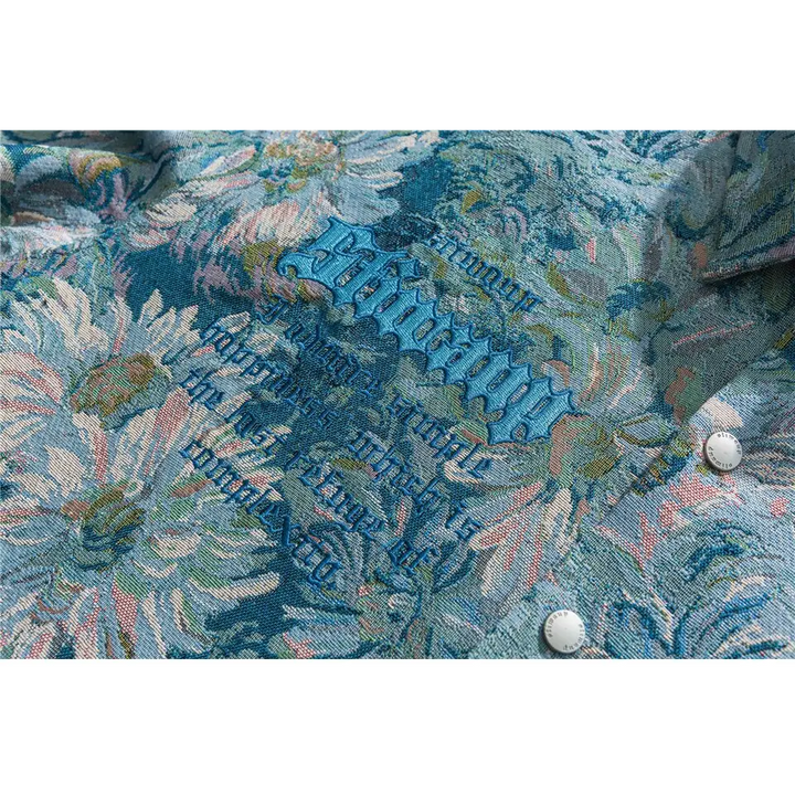 Y2k floral print varsity style jacket with daisy flowers