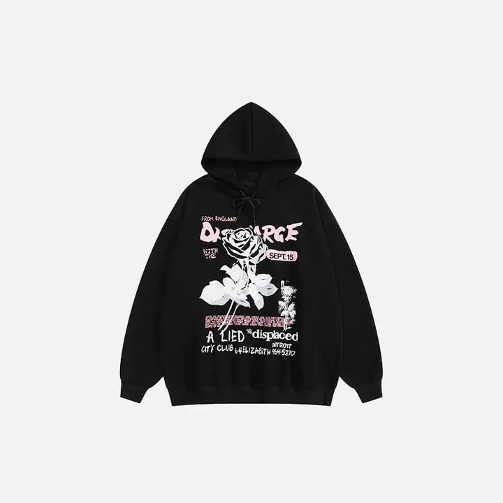 Dancing rose y2k oversized hoodie for trendy streetwear style - black / s - hoodies