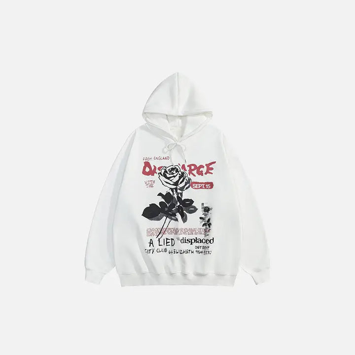 Dancing rose y2k oversized hoodie for trendy streetwear style - white / s - hoodies