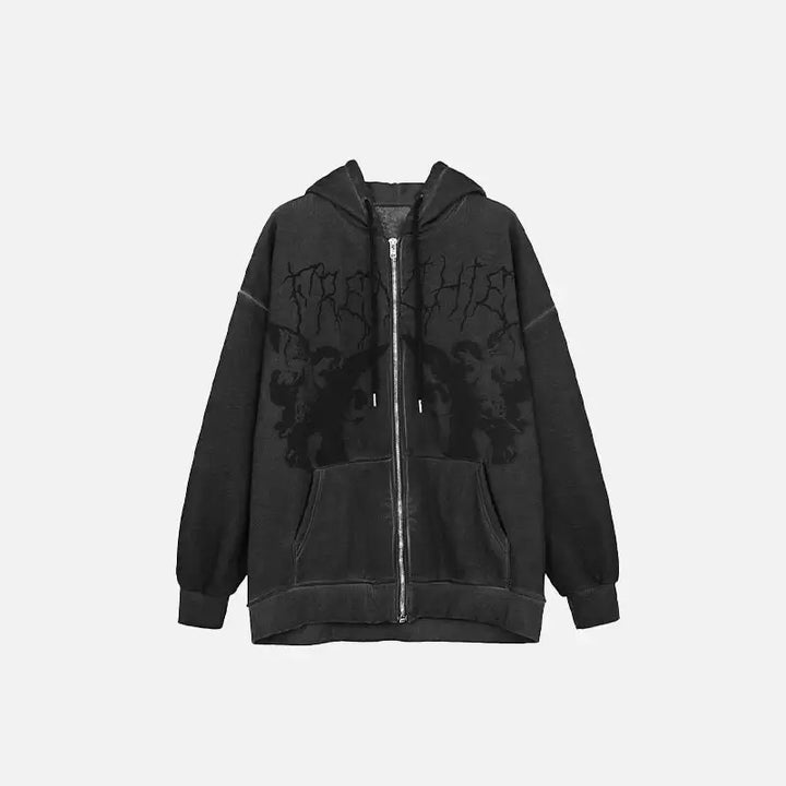 Dark angels y2k loose fit hoodie for stylish streetwear comfort - grey / m - hoodies