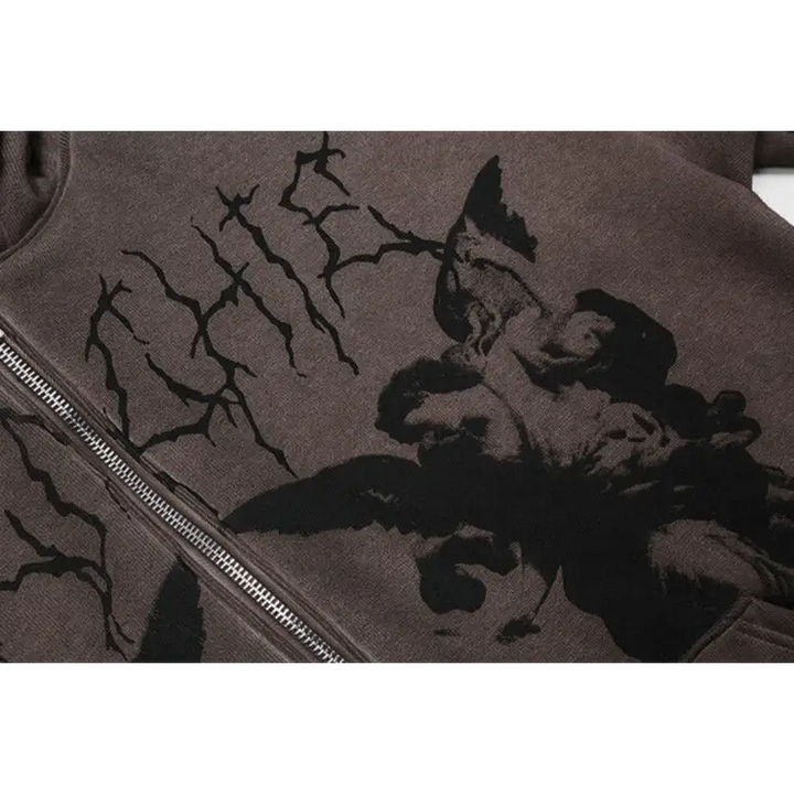 Dark angels y2k loose fit hoodie for stylish streetwear comfort - hoodies