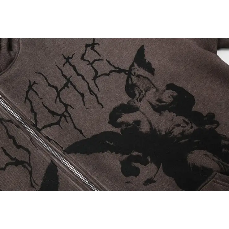 Dark angels y2k loose fit hoodie for stylish streetwear comfort - hoodies