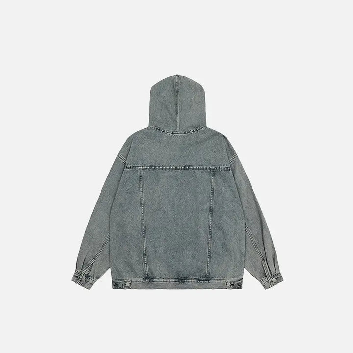 Y2k denim jeans pocket hoodie for street style comfort - hoodies