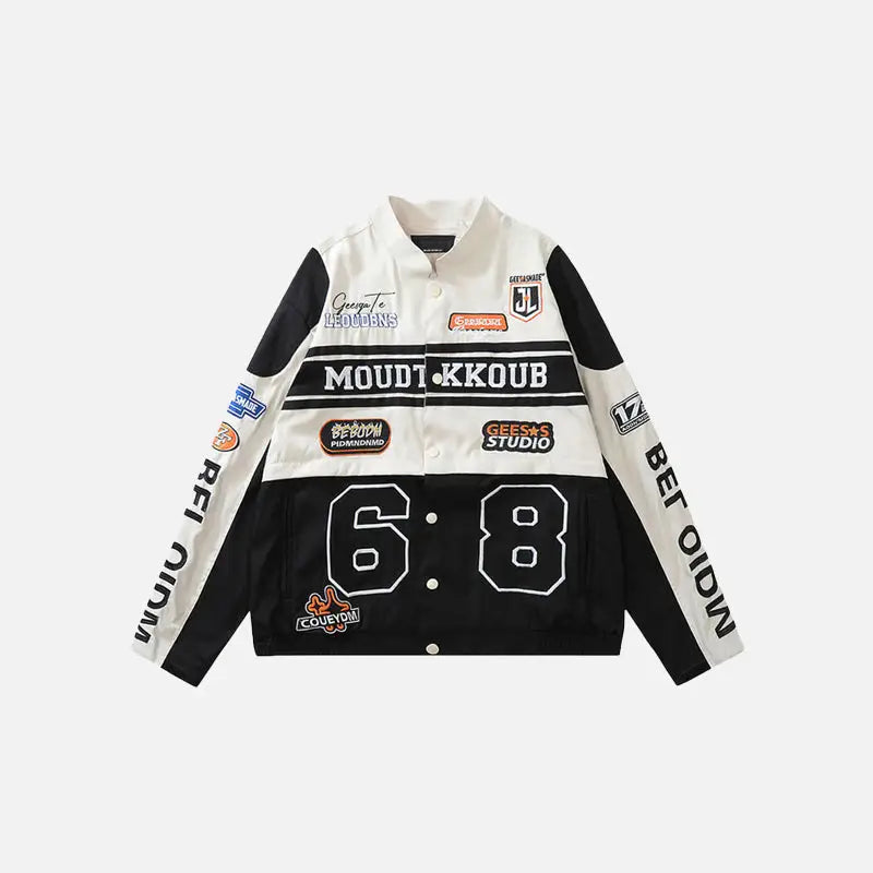 Removable cropped varsity jacket for y2k streetwear style - black / m - varsity jackets