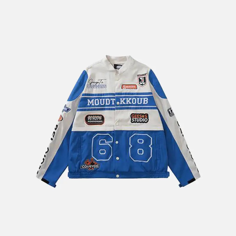 Removable cropped varsity jacket for y2k streetwear style - blue / m - varsity jackets