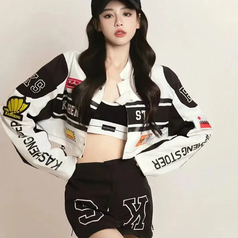 Removable cropped varsity jacket for y2k streetwear style - varsity jackets