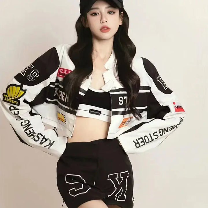 Removable cropped varsity jacket for y2k streetwear style - varsity jackets
