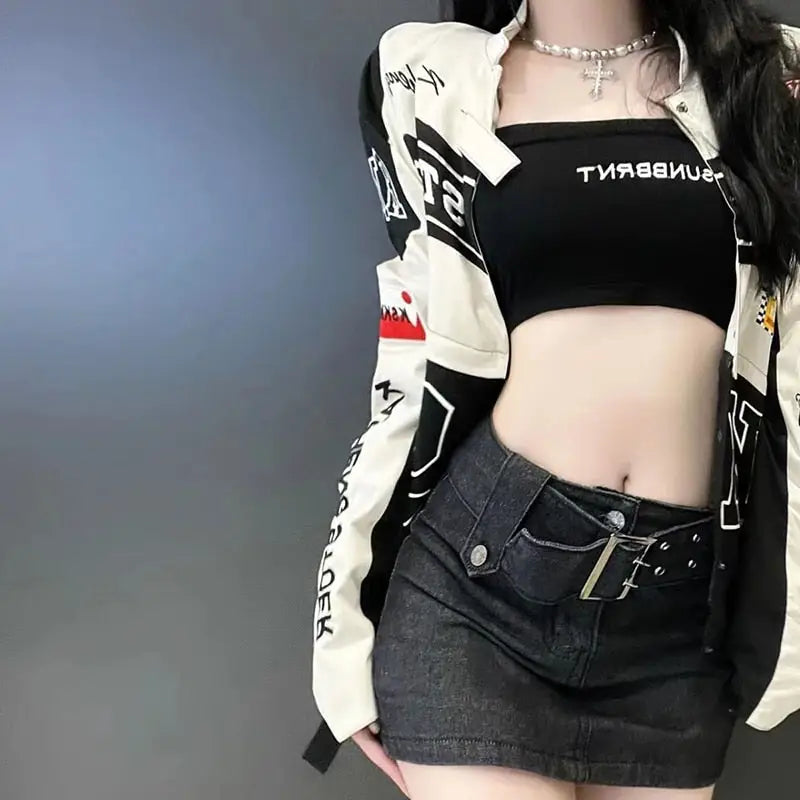 Removable cropped varsity jacket for y2k streetwear style - varsity jackets