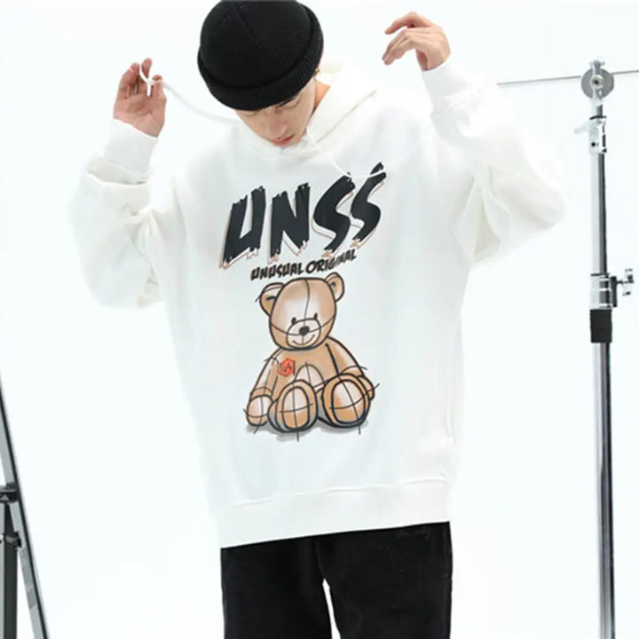 Devil bear casual hoodie from y2k streetwear collection - hoodie
