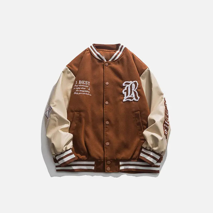 Retro y2k varsity jackets for a cozy nostalgic look - brown / m - varsity jackets