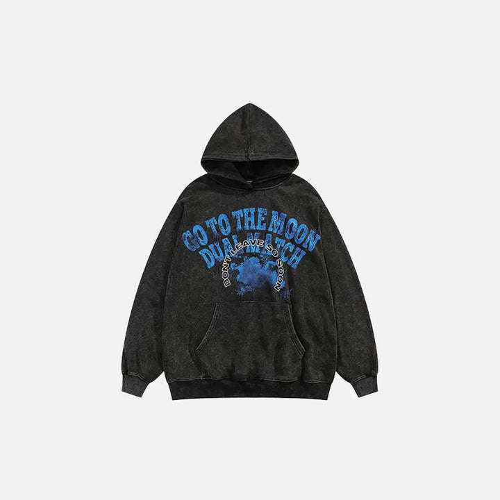 Loose washed hoodie from the y2k streetwear collection - black / s - hoodies