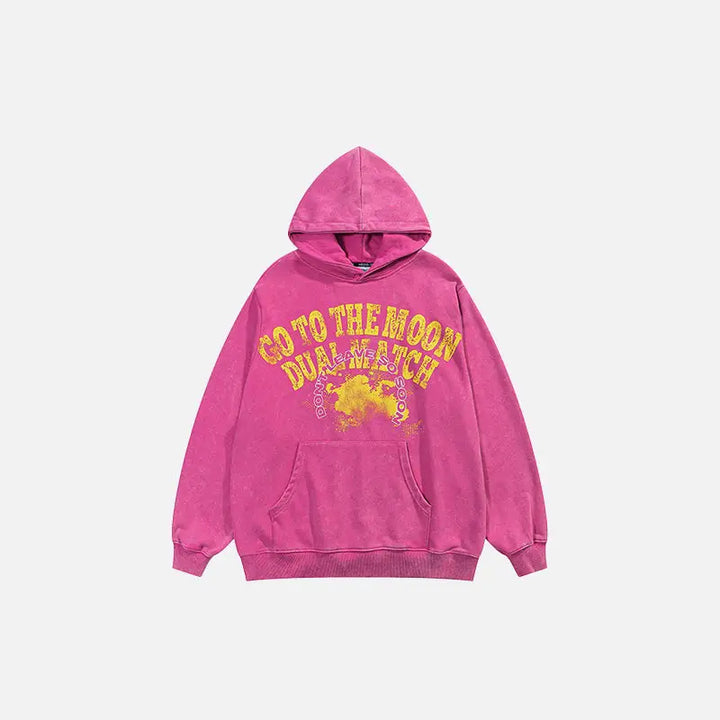 Loose washed hoodie from the y2k streetwear collection - peach / s - hoodies