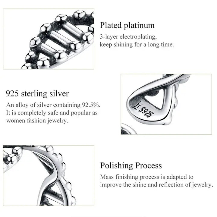 Dna y2k 925 sterling silver open adjustable ring design - rings