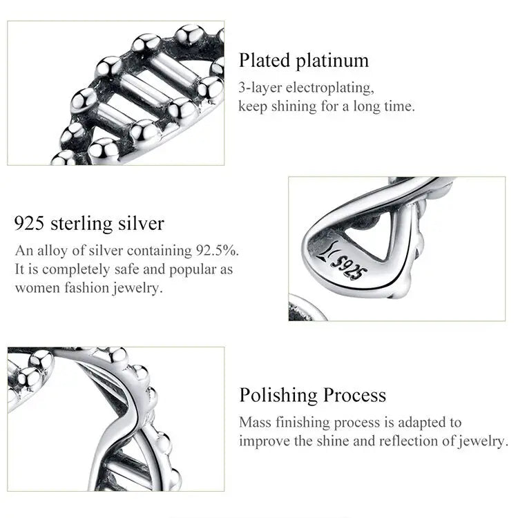 Dna y2k 925 sterling silver open adjustable ring design - rings