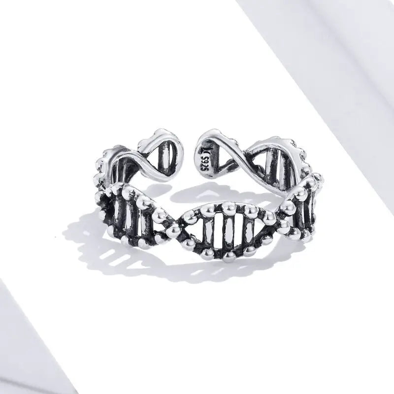 Dna y2k 925 sterling silver open adjustable ring design - rings
