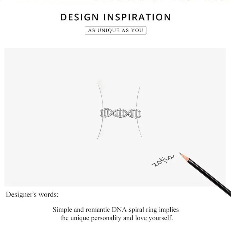 Dna y2k 925 sterling silver open adjustable ring design - rings