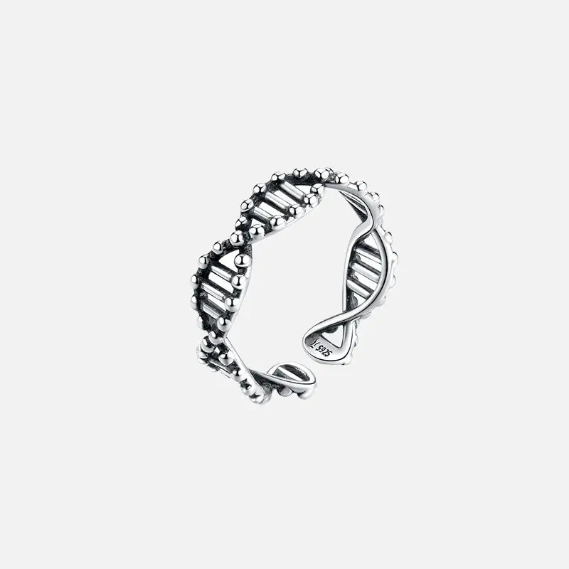 Dna y2k 925 sterling silver open adjustable ring design - rings