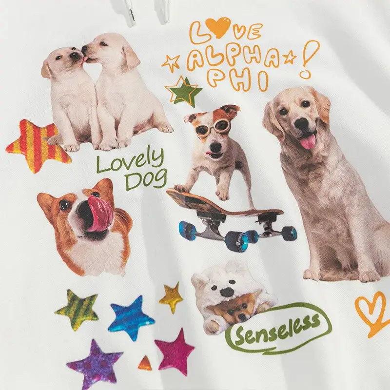Dog pictures oversized hoodie for comfort and style - hoodies