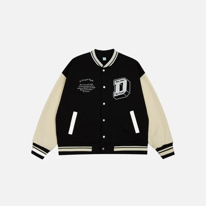 Y2k don’t care varsity jacket for streetwear enthusiasts - black / s - varsity jackets