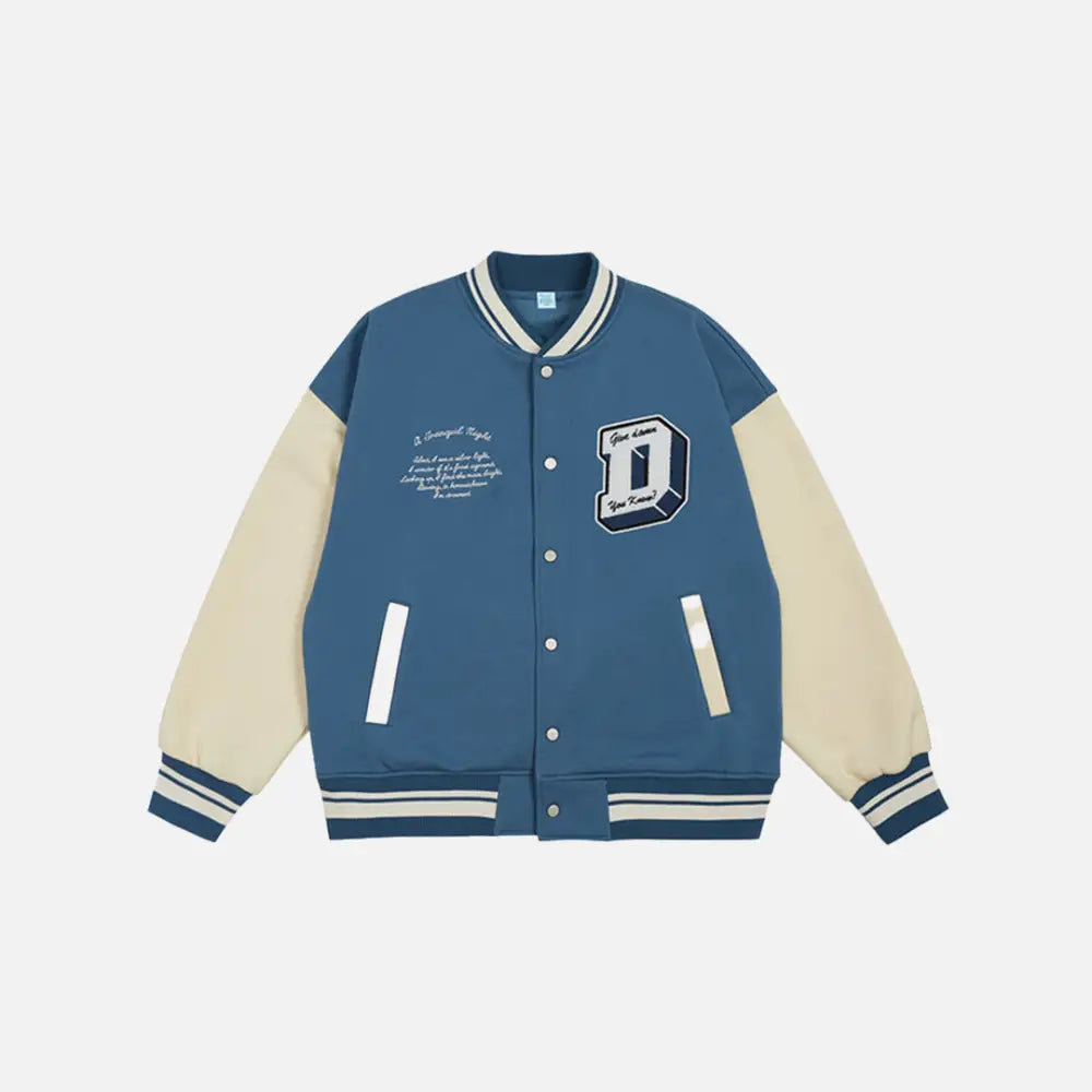 Y2k don’t care varsity jacket for streetwear enthusiasts - blue / s - varsity jackets